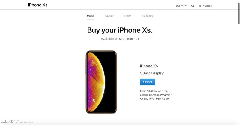 Hình ảnh rò rỉ từ website đặt trước của Apple. Ảnh: SlashLeak Hình ảnh rò rỉ từ website đặt trước của Apple. Ảnh: SlashLeak
