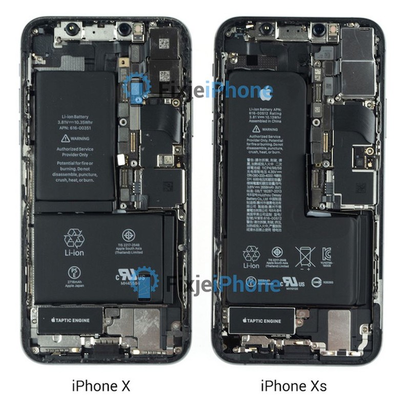 So sánh phần cứng của iPhone X và iPhone Xs. Ảnh: Fixjephone