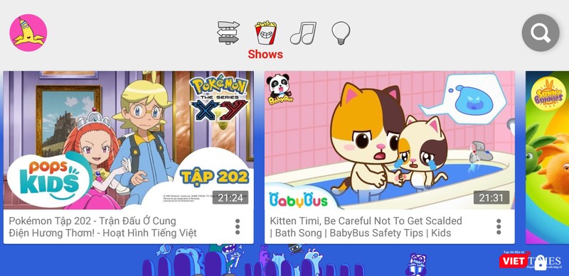 Mục Chương trình trên YouTube Kids