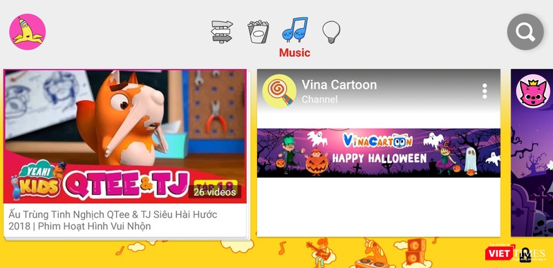 Mục Âm nhạc trên YouTube Kids