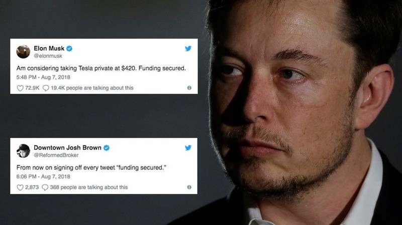 Kế hoạch tư nhân hóa Tesla của tỷ phú Elon Musk được cho là hậu quả của việc sử dụng chất kích thích. Ảnh: Mashable Kế hoạch tư nhân hóa Tesla của tỷ phú Elon Musk được cho là hậu quả của việc sử dụng chất kích thích. Ảnh: Mashable