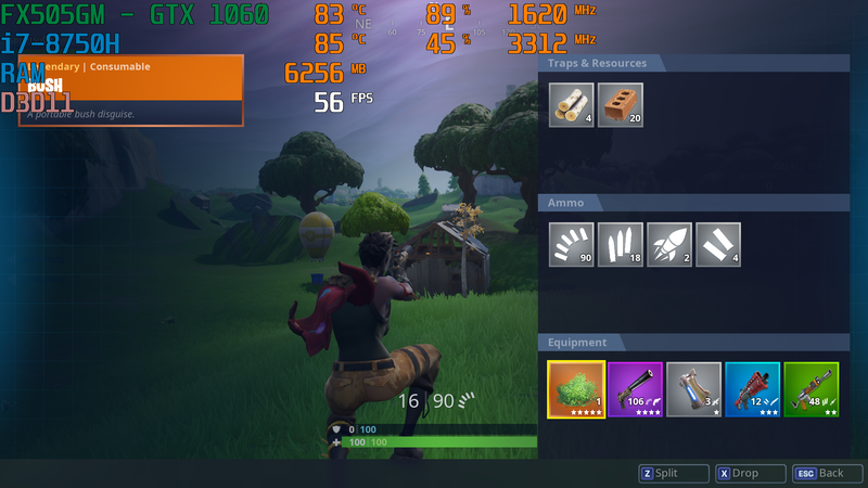 Thử nghiệm tựa game Fortnite trên TUF FX505