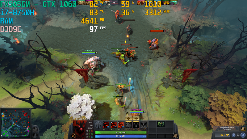 Thử nghiệm tựa game Dota 2 trên TUF FX505