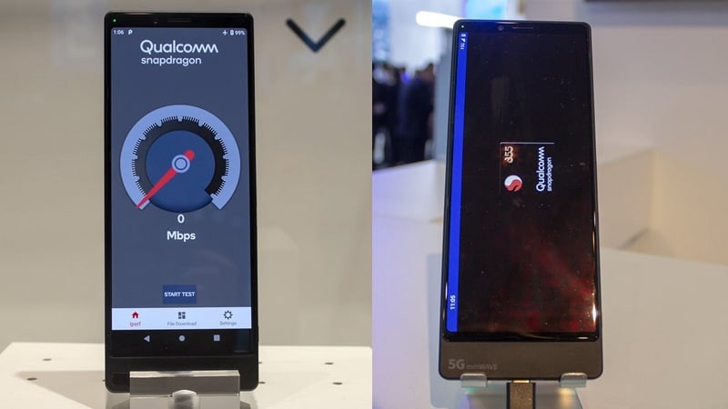 Nguyên mẫu smartphone 5G được Sony giới thiệu tại MWC 2019. Ảnh: Gadgets360