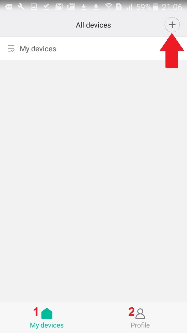 Hướng dẫn về bộ kích sóng WiFi: Mở ứng dụng MiHome trên điện thoại, vào phầnProfile(tab 2) để đăng nhập bằng tài khoản đăng ký ở bước 1, sau đó trở lại phầnMy devices(tab 1) và bấm dấu + phía trên để dò thiết bị Hướng dẫn về bộ kích sóng WiFi: Mở ứng dụng MiHome trên điện thoại, vào phầnProfile(tab 2) để đăng nhập bằng tài khoản đăng ký ở bước 1, sau đó trở lại phầnMy devices(tab 1) và bấm dấu + phía trên để dò thiết bị