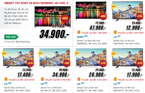 Thị trường TV cuối năm nhộn nhịp nhờ màn giảm giá của nhiều dòng 4K.