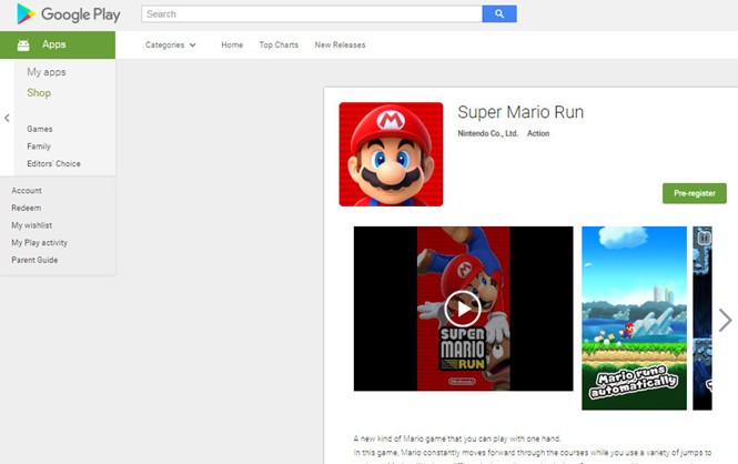 Super Mario Run đã xuất hiện trên Google Play ở dạng cho xem trước