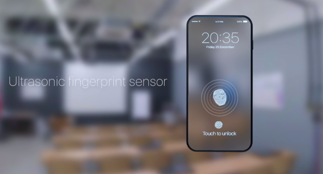 Bên cạnh đó, mẫu iPhone 8 này còn sử dụng công nghệ cảm biến bằng sóng siêu âm (ultrasonic) từng được Apple đăng ký bằng sáng chế vào năm 2015. Tuy chưa được áp dụng rộng rãi, nhưng các thử nghiệm ban đầu cho thấy cảm biến sóng âm có thể giải quyết nhiều bài toán bao gồm màn hình bám bụi hoặc tay ướt khi sử dụng. Bên cạnh đó, mẫu iPhone 8 này còn sử dụng công nghệ cảm biến bằng sóng siêu âm (ultrasonic) từng được Apple đăng ký bằng sáng chế vào năm 2015. Tuy chưa được áp dụng rộng rãi, nhưng các thử nghiệm ban đầu cho thấy cảm biến sóng âm có thể giải quyết nhiều bài toán bao gồm màn hình bám bụi hoặc tay ướt khi sử dụng.