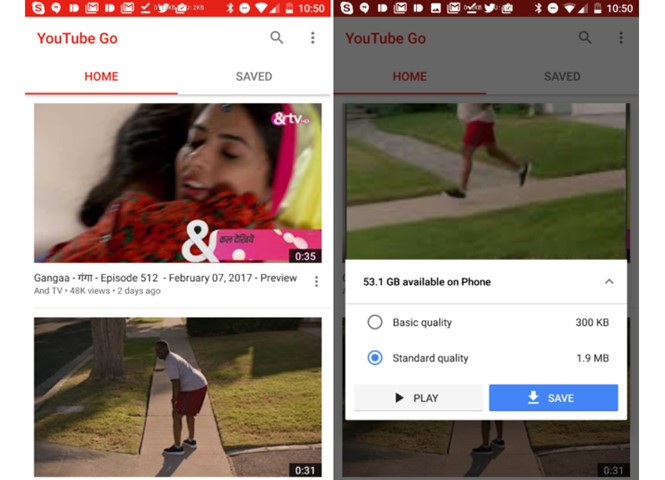 YouTube Go là một giải pháp hữu ích cho người dùng hay sử dụng 3G để xem video trực tuyến. Ảnh chụp màn hình