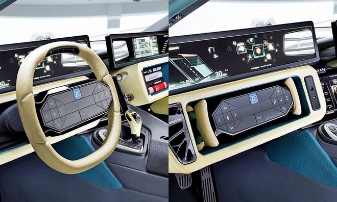 Vô lăng có thể thu gọn trên bản độ của BMW i8. Ảnh:Automotive News.