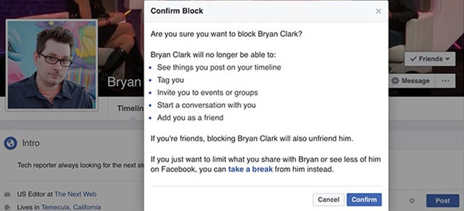 Bạn có thể chặn những người gây phiền hà cho mình trên Facebook