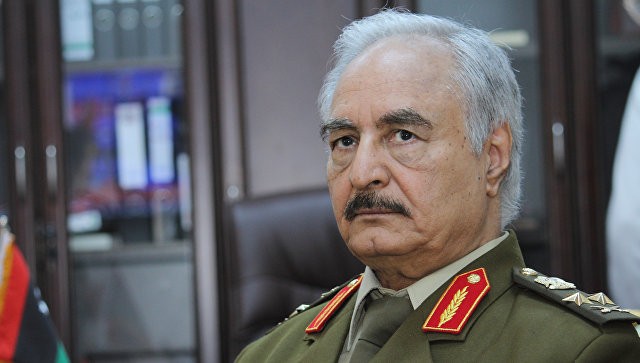 Khalifa Belqasim Haftar. Ảnh AP Photo/ Mohammed El-Sheikhy 