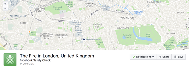 Facebook bật Safety Check sau cháy lớn ở London ảnh 1 Facebook bật Safety Check sau cháy lớn ở London - ảnh 1