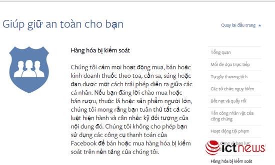 Tiêu chuẩn của Facebook cấm bán thuốc.