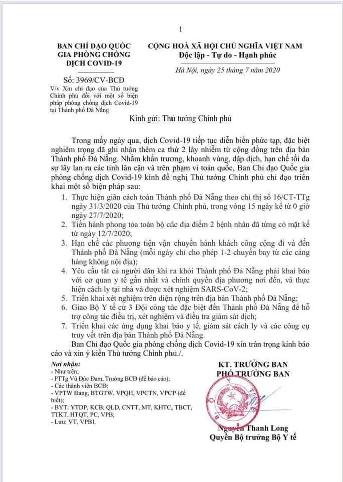 Văn bản của Ban Chỉ đạo Quốc gia gửi Thủ tướng Chính phủ, kiến nghị các giải pháp phòng, chống dịch COVID-19 Văn bản của Ban Chỉ đạo Quốc gia gửi Thủ tướng Chính phủ, kiến nghị các giải pháp phòng, chống dịch COVID-19