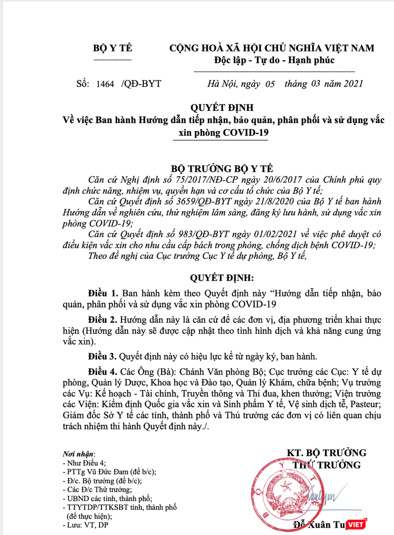 Công văn do Thứ trưởng Bộ Y tế Đỗ Xuân Tuyên ký chiều nay, 5/3 Công văn do Thứ trưởng Bộ Y tế Đỗ Xuân Tuyên ký chiều nay, 5/3