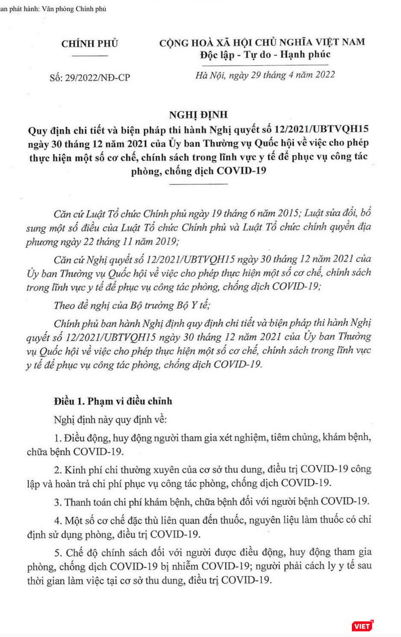 Nghị định 29/2022/NĐ-CP của Chính phủ quy định chi tiết và biện pháp thi hành Nghị quyết số 12/2021/UBTVQH15 (trang 1) Nghị định 29/2022/NĐ-CP của Chính phủ quy định chi tiết và biện pháp thi hành Nghị quyết số 12/2021/UBTVQH15 (trang 1)