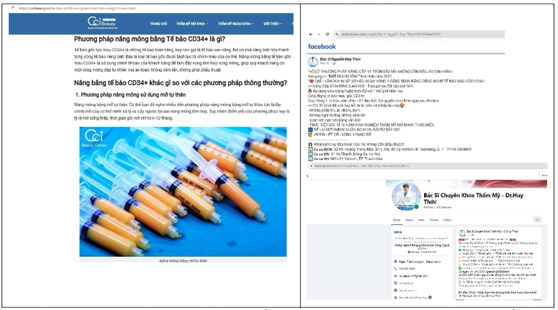 CCI Beauty được quảng cáo trái phép trên website và các trang facebook có liên quan đến cơ sở này (Ảnh: Sở Y tế TP.HCM) screenshot20240422124640wps_office_lite_224202412.jpg