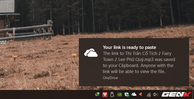 Windows sẽ tiến hành khởi tạo và sao chép sẳn liên kết tập tin vào clipboard sẳn cho bạn.