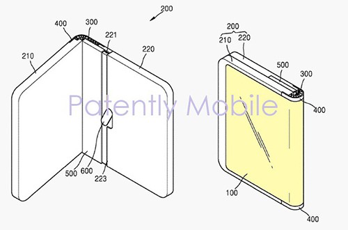 Bằng sáng chế của Samsung về mẫu smartphone với màn hình gập ra ngoài.
