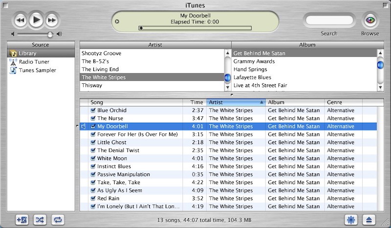 Giao diện ban đầu của iTunes