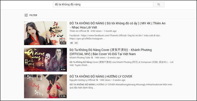 Rất nhiều bản cover "Độ ta không độ nàng" ăn khách hàng triệu view đang tồn tại trên YouTube. Rất nhiều bản cover