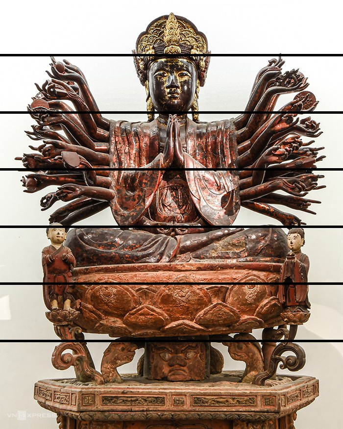 Tỷ lệ tượng vẫn tuân theo các quy tắc chung "tọa tứ lập thất", nghĩa là tượng ngồi bằng 4 tỷ lệ đầu, đứng bằng 7 tỷ lệ đầu.