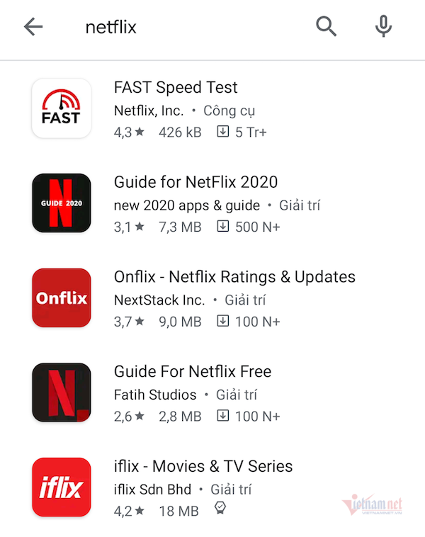 Người dùng không thể tìm thấy ứng dụng Netflix trên 