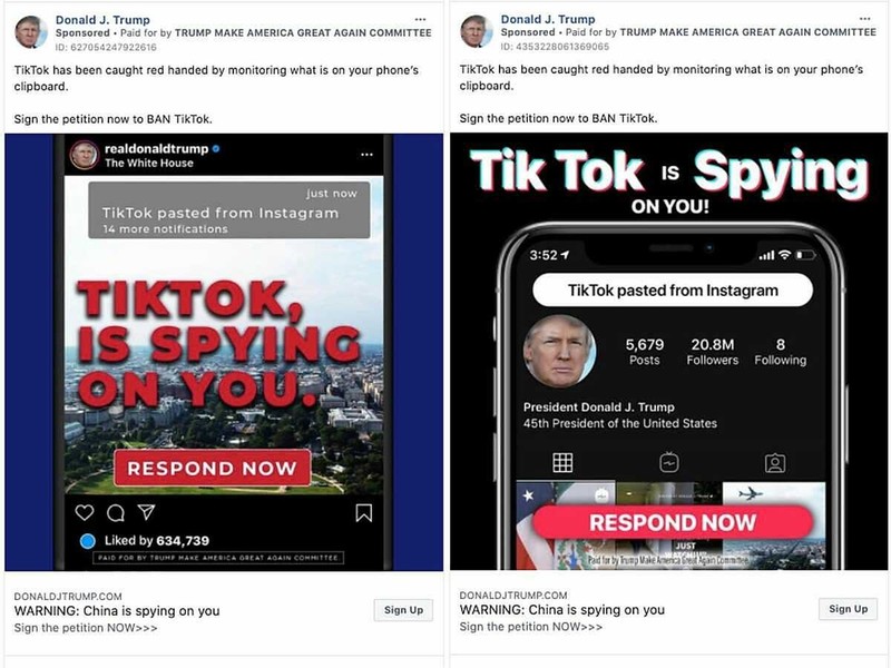 Quảng cáo kêu gọi tẩy chay của đội ngũ Trump trên Facebook.