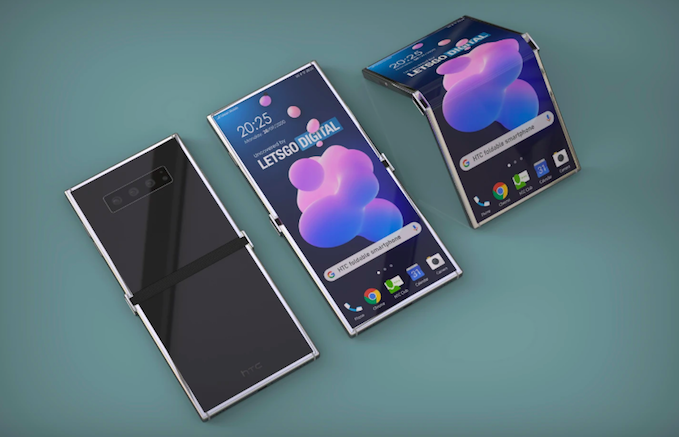 Ảnh dựng điện thoại gập của HTC.