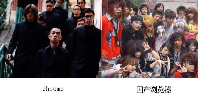 Một meme so sánh Chrome và các trình duyệt khác tại Trung Quốc. Một meme so sánh Chrome và các trình duyệt khác tại Trung Quốc.