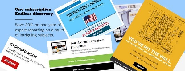 Các tờ báo phương Tây có một hệ thống thu phí tương đối giống nhau là do cùng được xây dựng bởi một vài bên thứ ba.