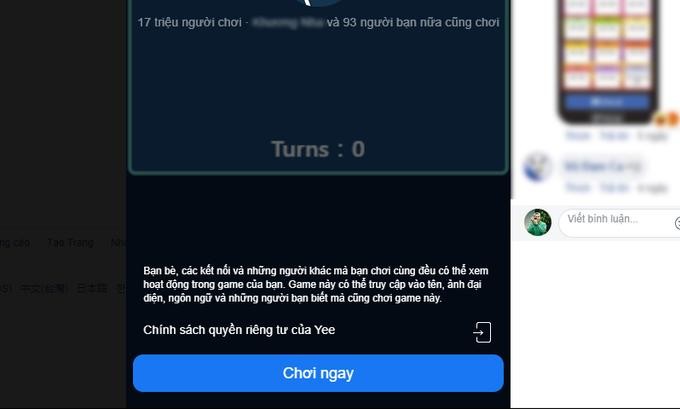 Nhiều thông tin bị yêu cầu chia sẻ khi người dùng bấm nút chơi game. Nhiều thông tin bị yêu cầu chia sẻ khi người dùng bấm nút chơi game.