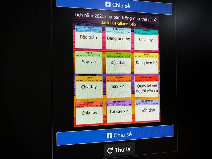 Một trò chơi tức thì được nhiều người dùng Facebook Việt Nam chơi và chia sẻ. Một trò chơi tức thì được nhiều người dùng Facebook Việt Nam chơi và chia sẻ.