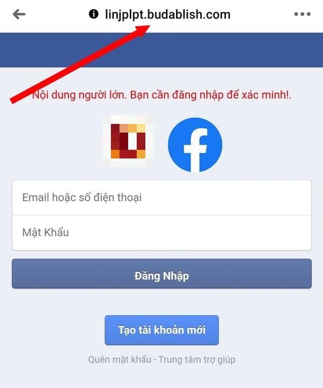 Trang web giả mạo, với giao diện giống Facebook, yêu cầu người dùng phải điền thông tin đăng nhập của Facebook để xem nội dung. Trang web giả mạo, với giao diện giống Facebook, yêu cầu người dùng phải điền thông tin đăng nhập của Facebook để xem nội dung.
