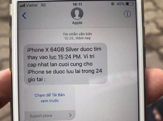 Tin nhắn hỗ trợ lấy lại tài khoản iCloud được gửi từ tài khoản mạo danh Apple, và đường link dẫn tới website giả. Tin nhắn hỗ trợ lấy lại tài khoản iCloud được gửi từ tài khoản mạo danh Apple, và đường link dẫn tới website giả.