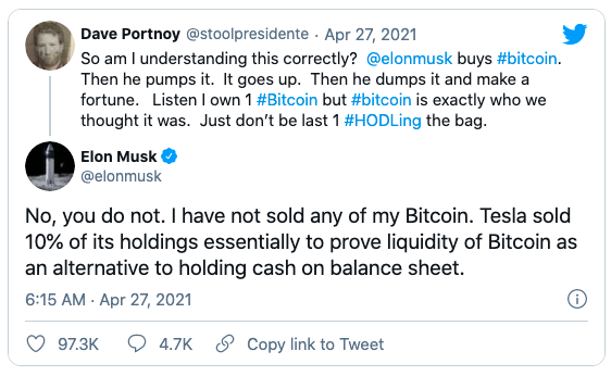Elon Musk gián tiếp thừa nhận đang sở hữu Bitcoin nhưng vẫn giữ đồng tiền ảo này. Elon Musk gián tiếp thừa nhận đang sở hữu Bitcoin nhưng vẫn giữ đồng tiền ảo này.