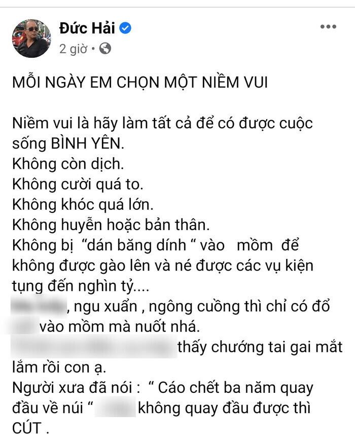 Bài đăng của NSƯT Đức Hải nhận về hàng loạt "gạch đá" từ dân mạng Bài đăng của NSƯT Đức Hải nhận về hàng loạt "gạch đá" từ dân mạng