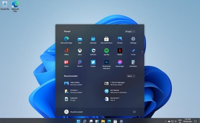 Giao diện Start Menu của Windows 11. Giao diện Start Menu của Windows 11.