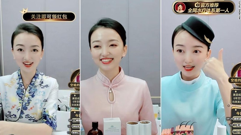 Meng Hu, người dẫn một chương trình mua sắm trực tiếp trên Taobao Live. Cô đã nghỉ việc trong năm 2020 để theo đuổi ước mơ trở thành một ngôi sao trực tuyến. Ảnh: CNN. Meng Hu, người dẫn một chương trình mua sắm trực tiếp trên Taobao Live. Cô đã nghỉ việc trong năm 2020 để theo đuổi ước mơ trở thành một ngôi sao trực tuyến. Ảnh: CNN.