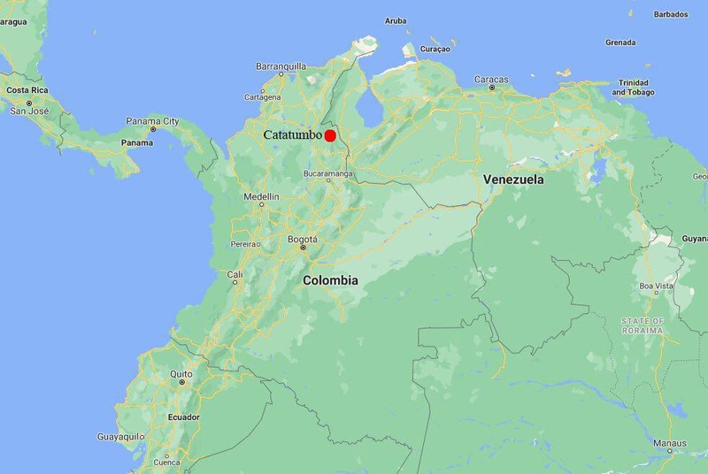 Vị trí vùng Catatumbo (đánh dấu đỏ), phía bắc Colombia. Đồ họa: Google Map.
