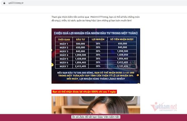 Khi truy cập theo địa chỉ có trong tin nhắn, Pv. VietNamNet được đưa tới một trang web với những lời hứa hẹn về lãi suất khủng.