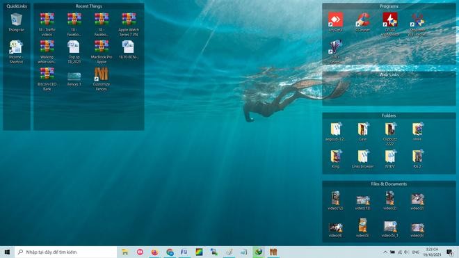 … và màn hình desktop trở nên ngăn nắp, gọn gàng hơn sau khi được Fences "xử lý".