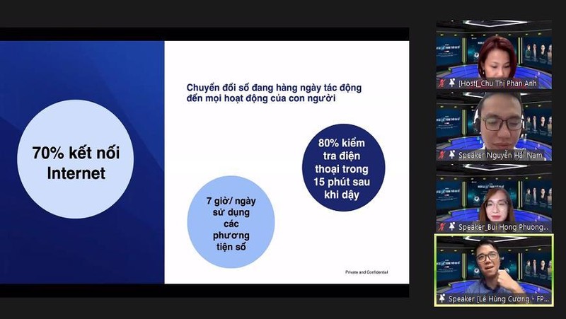 Các diễn giả trao đổi trực tuyến tại Hội thảo Nhân sự 4.0 trong thời đại số. Các diễn giả trao đổi trực tuyến tại Hội thảo Nhân sự 4.0 trong thời đại số.