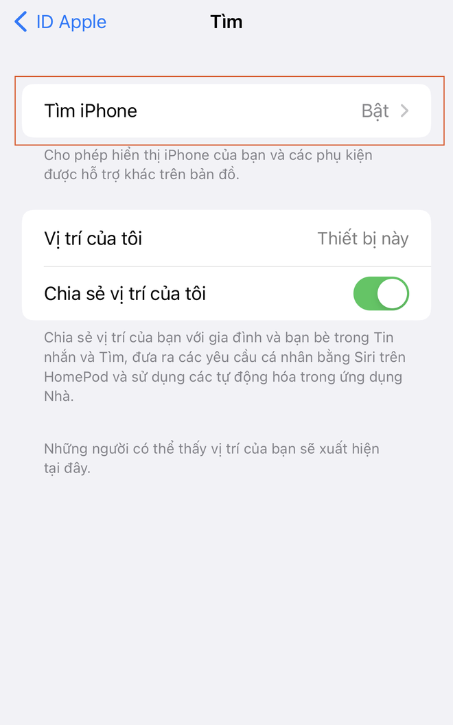 Chọn tiếp Tìm iPhone Tính năng “thần thánh” giúp tìm lại iPhone bị mất ngay cả khi bị tắt nguồn và khôi phục cài đặt gốc - Ảnh 4.