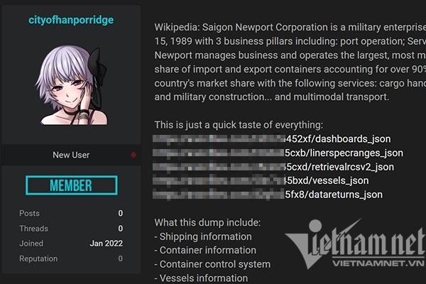 Hacker chia sẻ dữ liệu được cho là của Tân Cảng Sài Gòn.