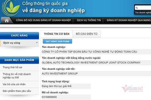 Thông tin về Auto Investment Group trên Cổng thông tin Quốc gia về đăng ký doanh nghiệp.