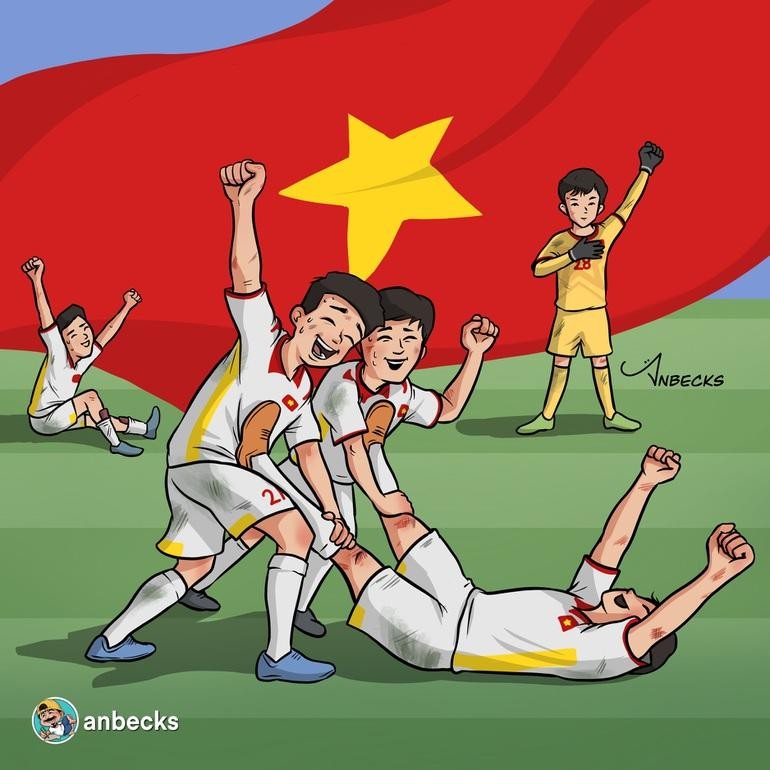 Chiến thắng đến từ sự nỗ lực và kiên cường của các cầu thủ trẻ (Ảnh: Anbecks).