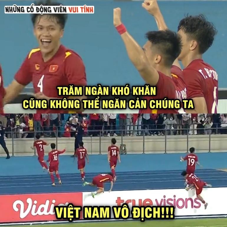 Những khó khăn cũng không thể cản bước U23 Việt Nam vô địch (Ảnh: Những cổ động viên vui tính).