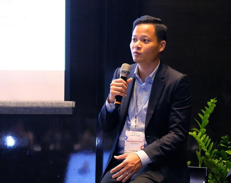 Ông Nguyễn Gia Đức, Giám đốc quốc gia, Fortinet Việt Nam nhấn mạnh thực trạng thiếu hụt nhân lực trong lĩnh vực an ninh mạng tại Việt Nam (Ảnh: Nguyễn Nguyễn). Ông Nguyễn Gia Đức, Giám đốc quốc gia, Fortinet Việt Nam nhấn mạnh thực trạng thiếu hụt nhân lực trong lĩnh vực an ninh mạng tại Việt Nam (Ảnh: Nguyễn Nguyễn).